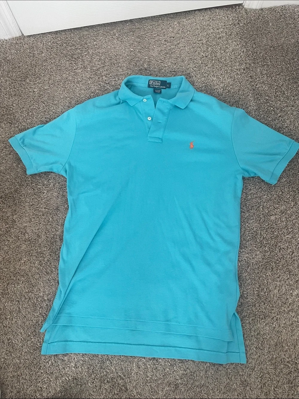 Men’s Ralph Lauren Men's Turquoise Polo with Orange Pony - Picture 1 of 8